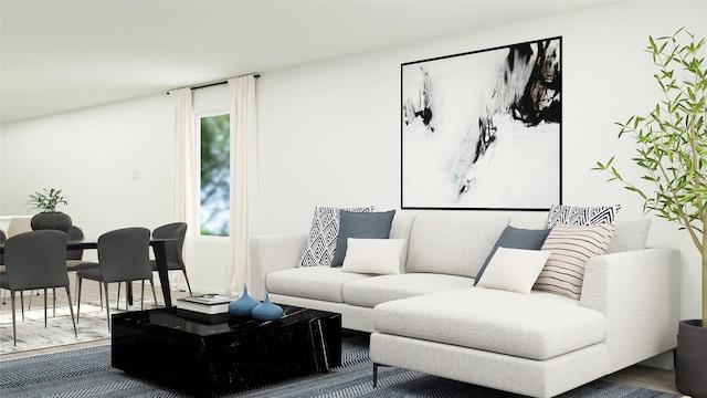 living room with hardwood / wood-style flooring