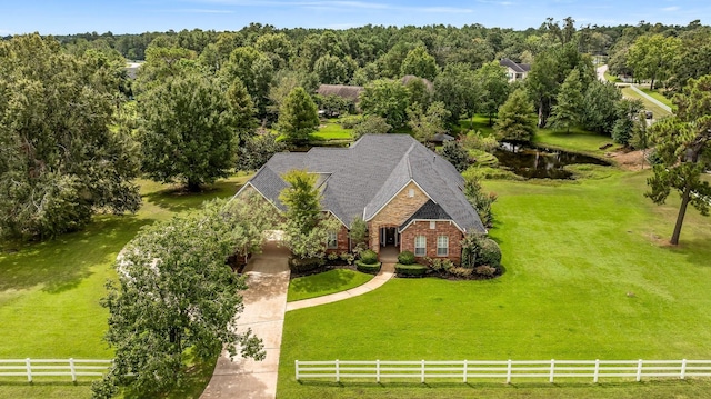 drone / aerial view with a rural view