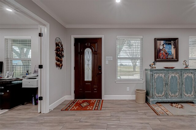 entryway with ornamental molding