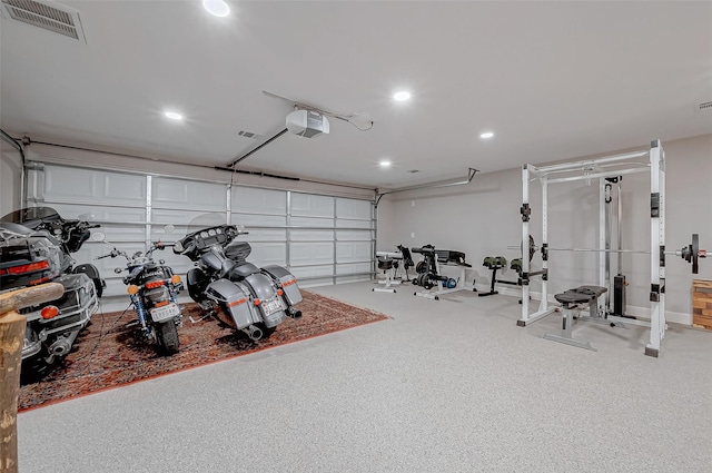 garage with a garage door opener