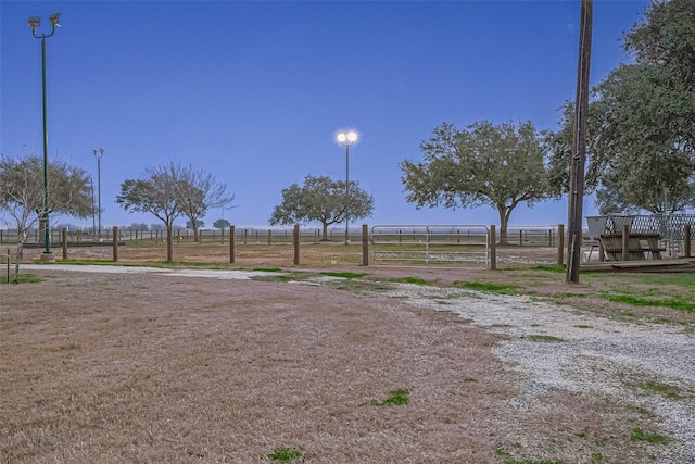 view of yard with a rural view