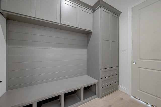 mudroom featuring light hardwood / wood-style floors