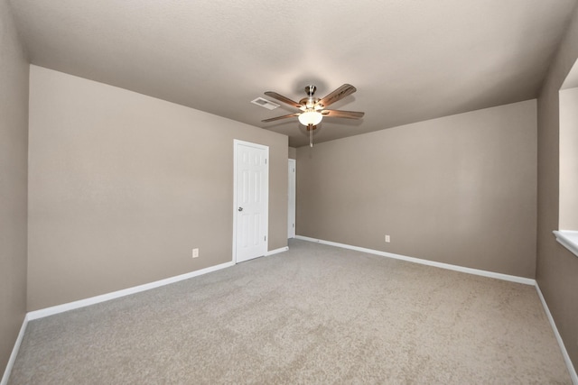 interior space with ceiling fan