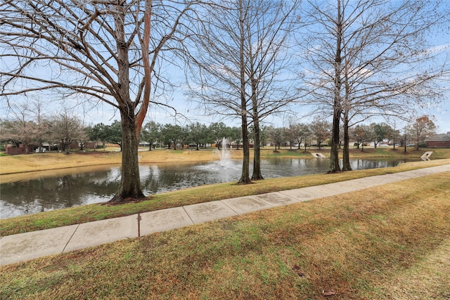 view of yard with a water view