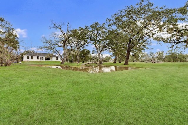 view of yard with a water view