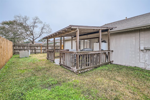 view of yard featuring a deck