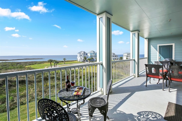 balcony with a water view