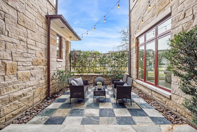 view of patio featuring an outdoor living space