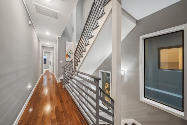 hall featuring dark hardwood / wood-style floors