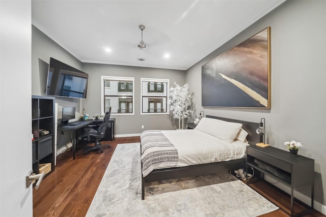 bedroom featuring dark hardwood / wood-style floors