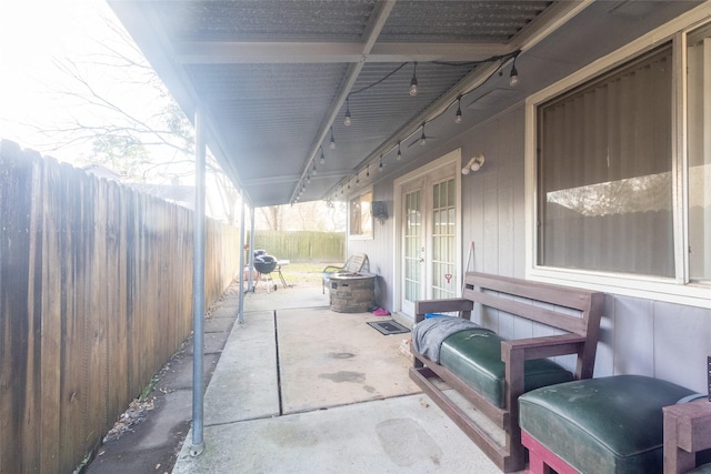 view of patio featuring french doors