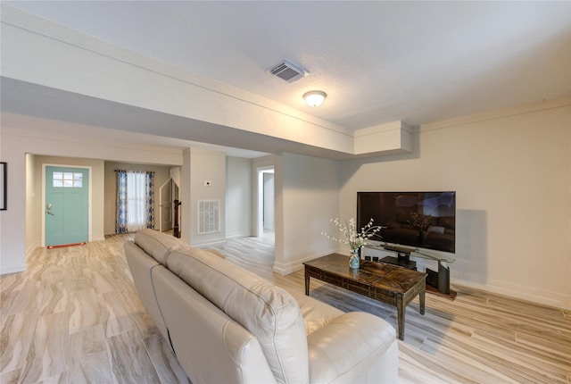 living room featuring light hardwood / wood-style flooring