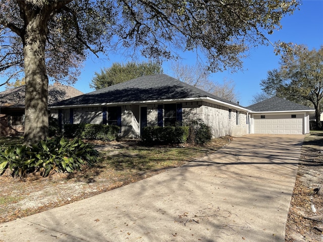 single story home with a garage