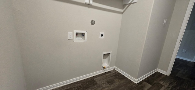 laundry room featuring electric dryer hookup, washer hookup, hookup for a gas dryer, and dark hardwood / wood-style floors