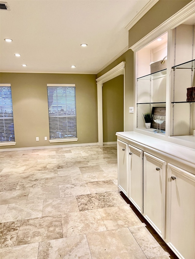 interior space featuring white cabinets