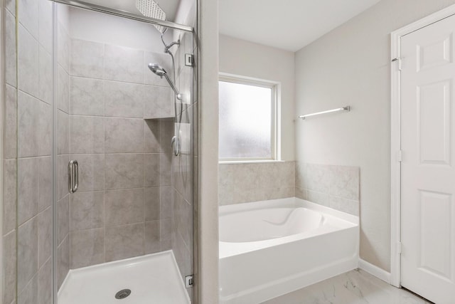 bathroom with independent shower and bath