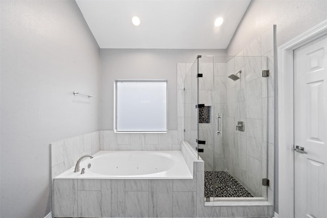 bathroom with plus walk in shower