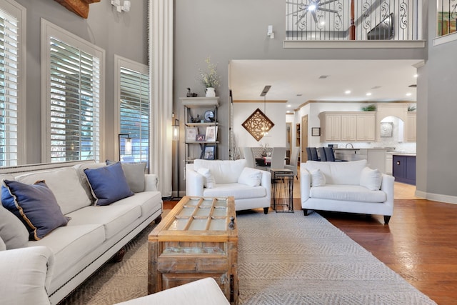 17715 Lakeside Haven Dr, Cypress, TX 77433 - living room with a high ceiling and light wood-style flooring
