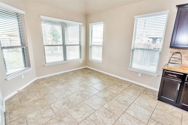 view of unfurnished dining area