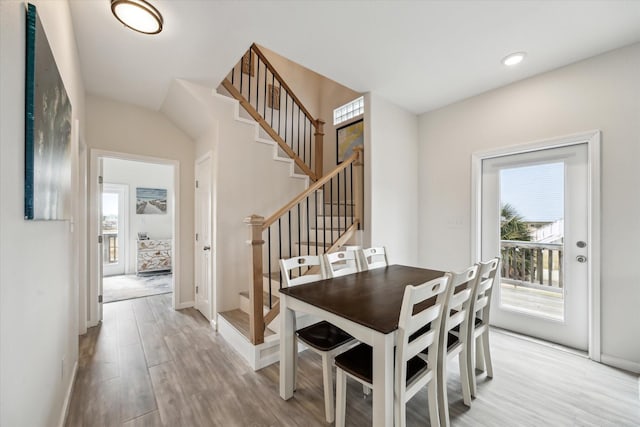 dining space featuring light hardwood / wood-style floors