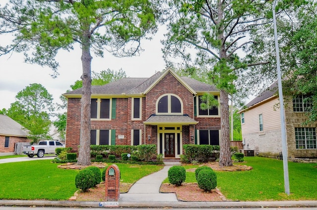 colonial house with a front lawn