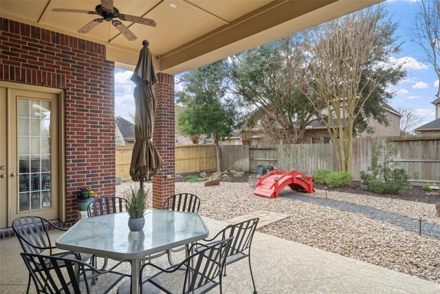 view of patio / terrace with ceiling fan