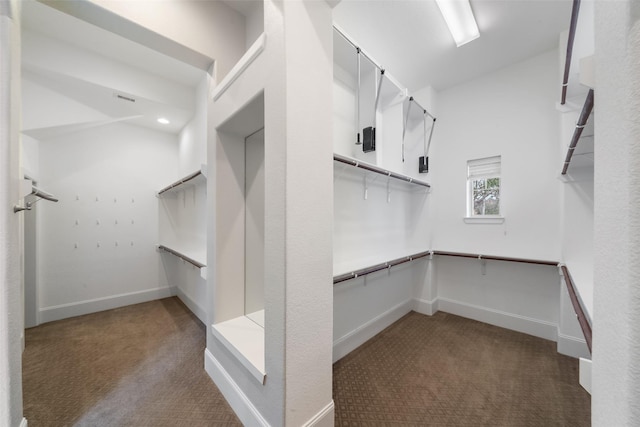 spacious closet with dark carpet