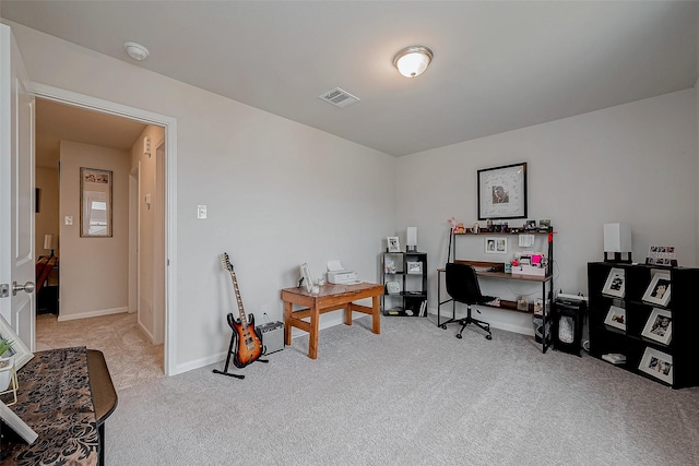 office space featuring light colored carpet