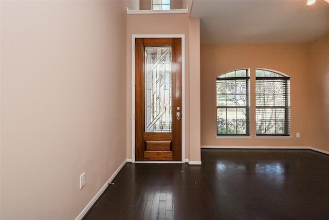 entryway with dark hardwood / wood-style floors