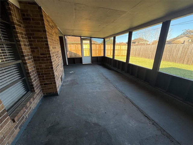 view of unfurnished sunroom