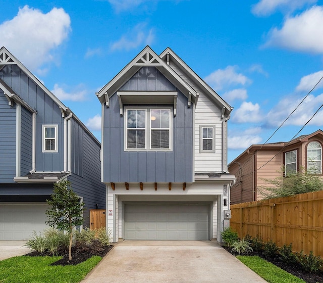 view of front of property with a garage