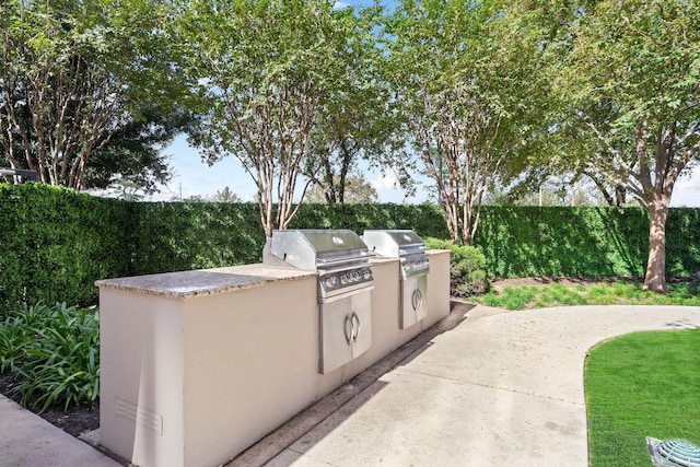 view of patio featuring area for grilling and exterior kitchen