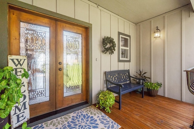 property entrance with french doors