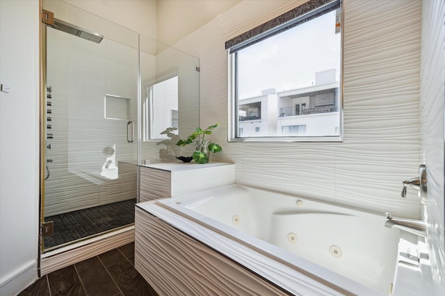 bathroom with plus walk in shower