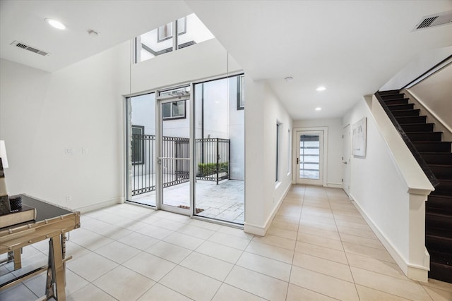 interior space featuring light tile patterned flooring