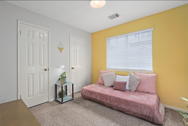 living area with light colored carpet