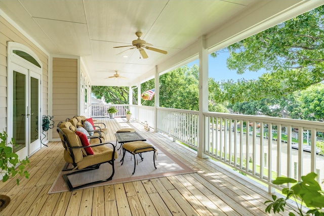 deck featuring ceiling fan