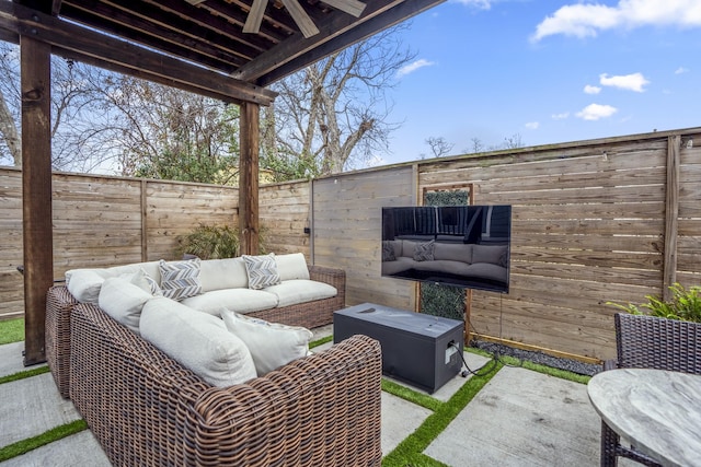 view of patio / terrace with an outdoor living space