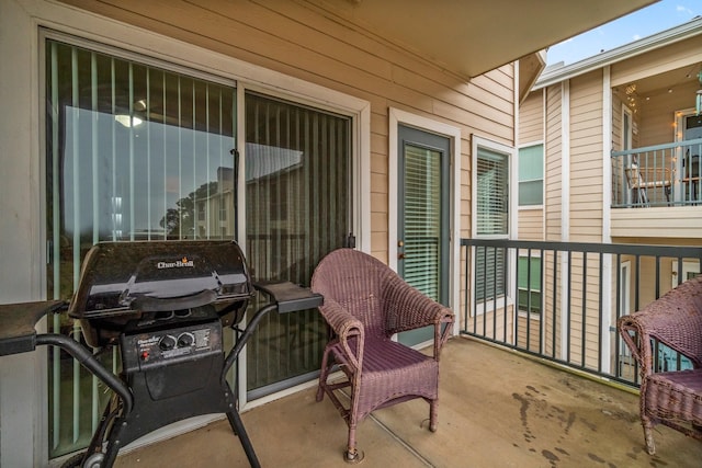 balcony featuring area for grilling