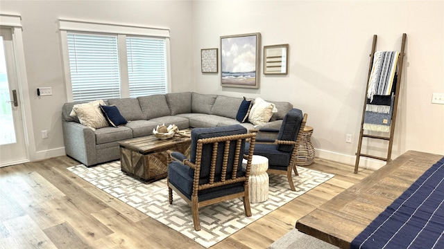 living room featuring light hardwood / wood-style flooring