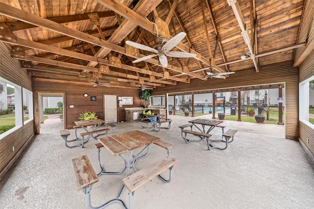 view of patio with ceiling fan