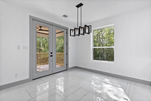 interior space featuring french doors