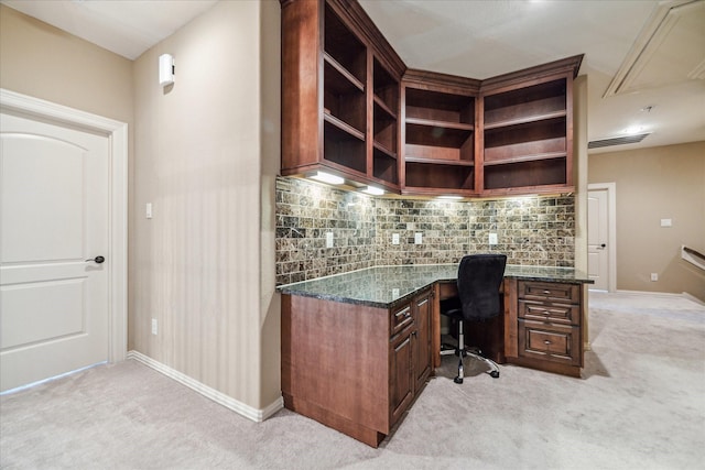 view of carpeted home office