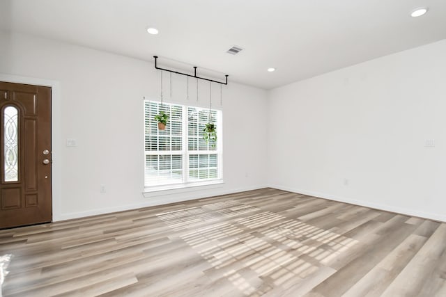 interior space with light hardwood / wood-style floors