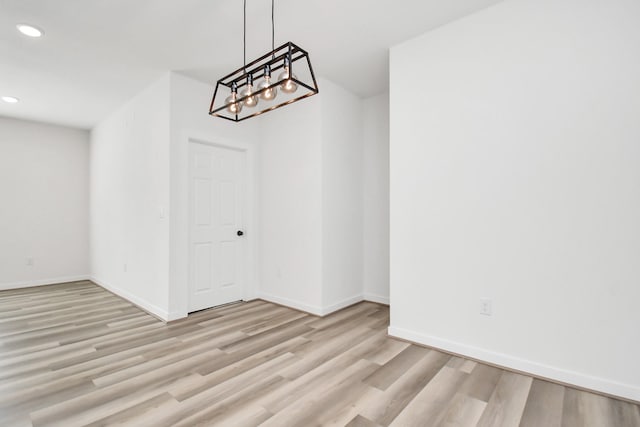 unfurnished dining area featuring light hardwood / wood-style floors