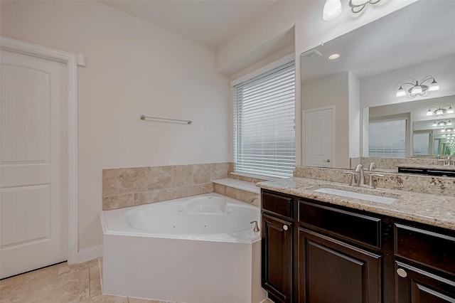 bathroom featuring vanity and a bathtub