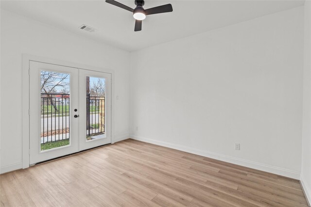 6350 Culberson St, Houston, TX 77021 - spare room with french doors, ceiling fan, and light wood-type flooring