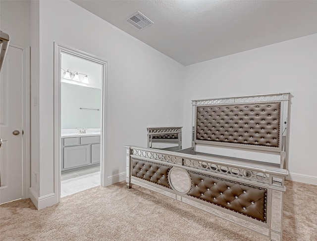 interior space featuring sink and carpet floors