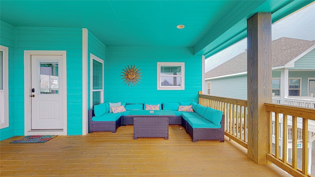 deck featuring an outdoor living space