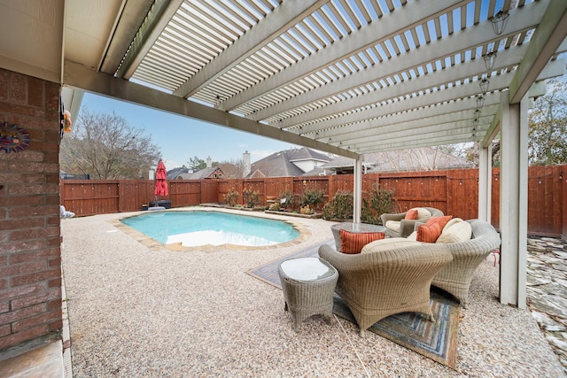 view of pool with a pergola and a patio